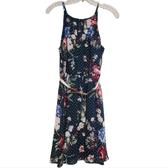 IZ Buyer | Women's Multi-Colored Mixed Print Belted Mini Dress (Size Medium) - Picture 1 of 14